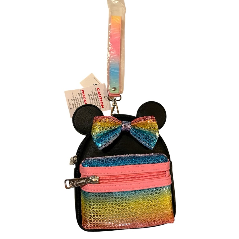 Minnie Mouse Sequined Mini Rainbow Lounge-fly Wristlet Backpack Wristlet